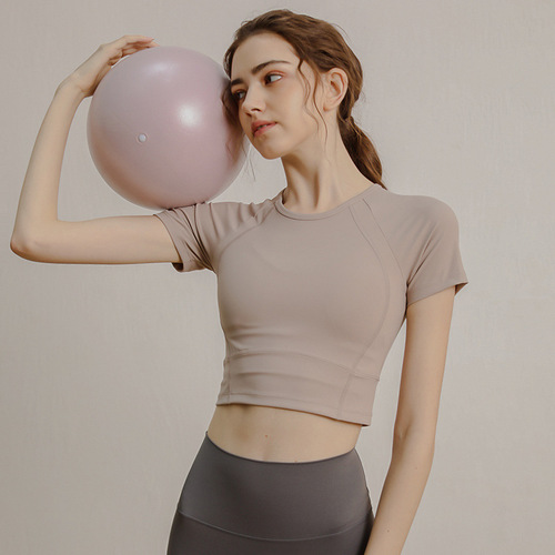 Sports women's short-sleeved T-shirt quick-drying breathable fitness clothing running tight yoga clothing summer fitness clothing
