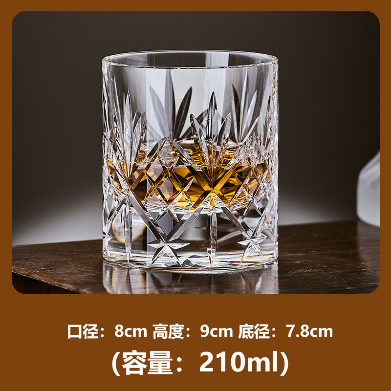 Fabricante al por mayor whisky tallado a mano pulido a mano taza de cristal tallado Rockefeller taza de vino K9 taza de cristal