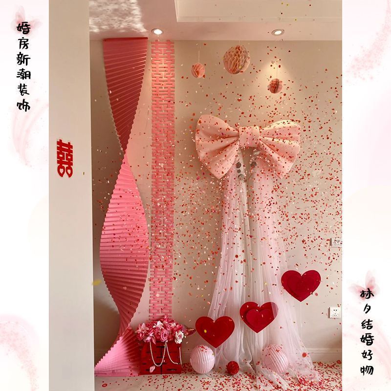 蝴蝶结网红装饰丝绒婚房成品布置春节店铺商场橱窗情人节背景批发|undefined
