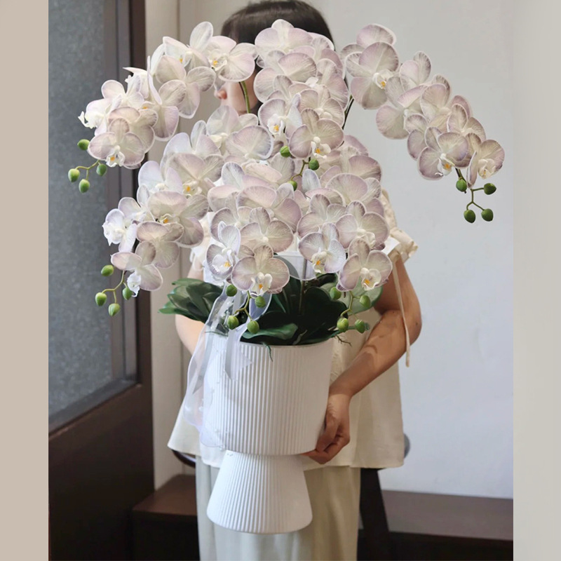 Orquídeas de mariposa de color perla francesa cerámica de gran calibre, orquídeas de hibisco domésticas, vasijas especiales para regalos de vivienda