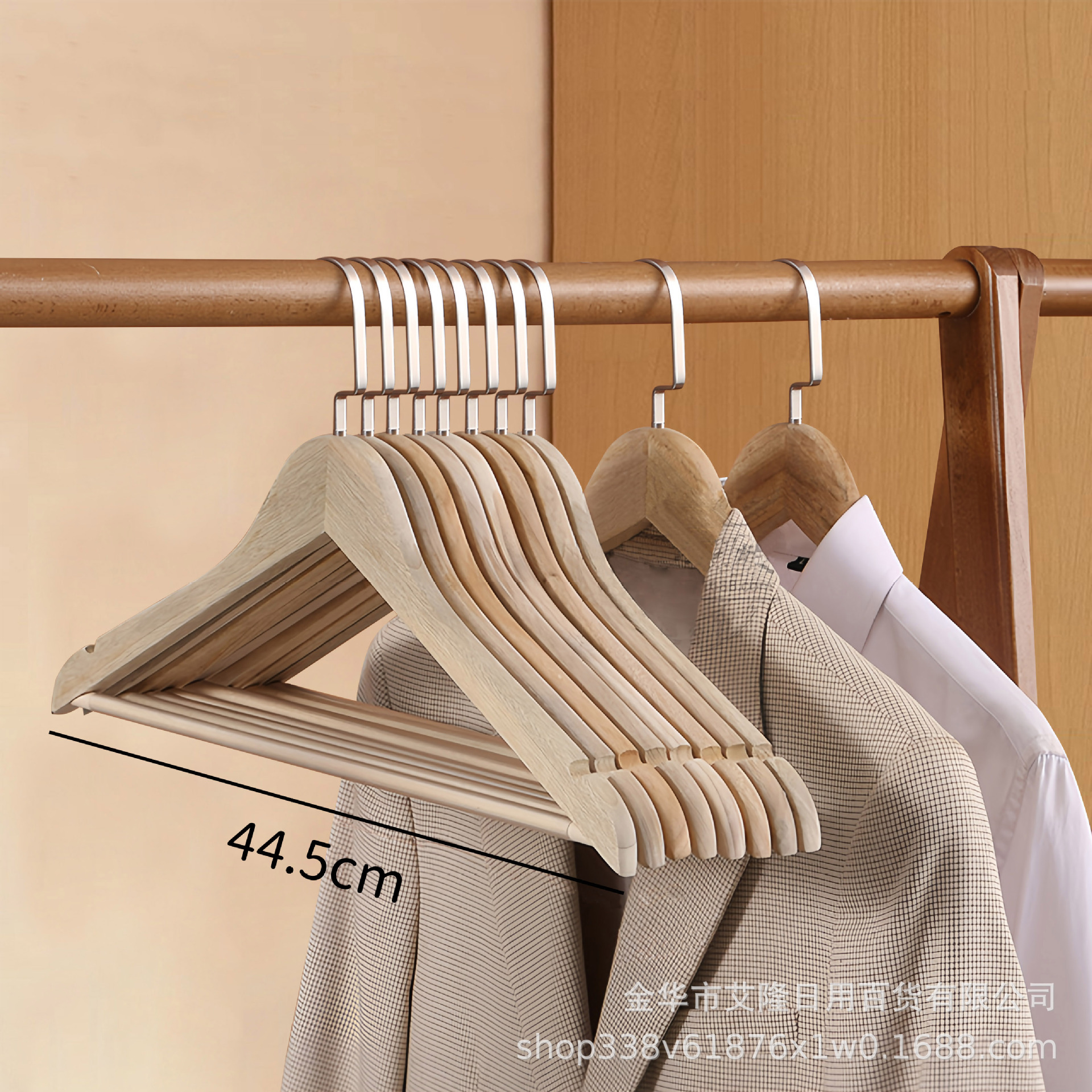 Percha de madera de alcanfor, traje, traje, ropa de madera maciza sin pintura, colgante, soporte de ropa de madera sin costuras para hotel en casa, anti-moho e insectos