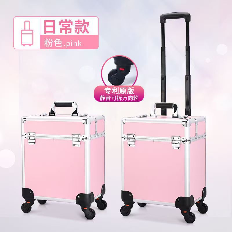 Caja de cosméticos de fábrica, maquillador profesional, caja de trolley de gran capacidad, caja de herramientas de almacenamiento especial para tatuadores de uñas con cerradura