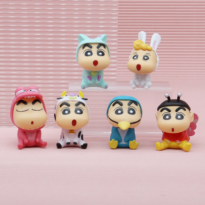 wholesale animal Crayon Shin Chan Handle 6 Set of parts Toys Doll Cake Decoration vehicle decorate Decoration On behalf of