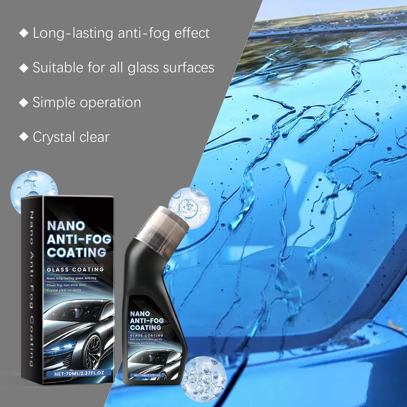Car glass anti-fog agent windshield coating agent windshield stain removal anti-fog cleaning car coating agent