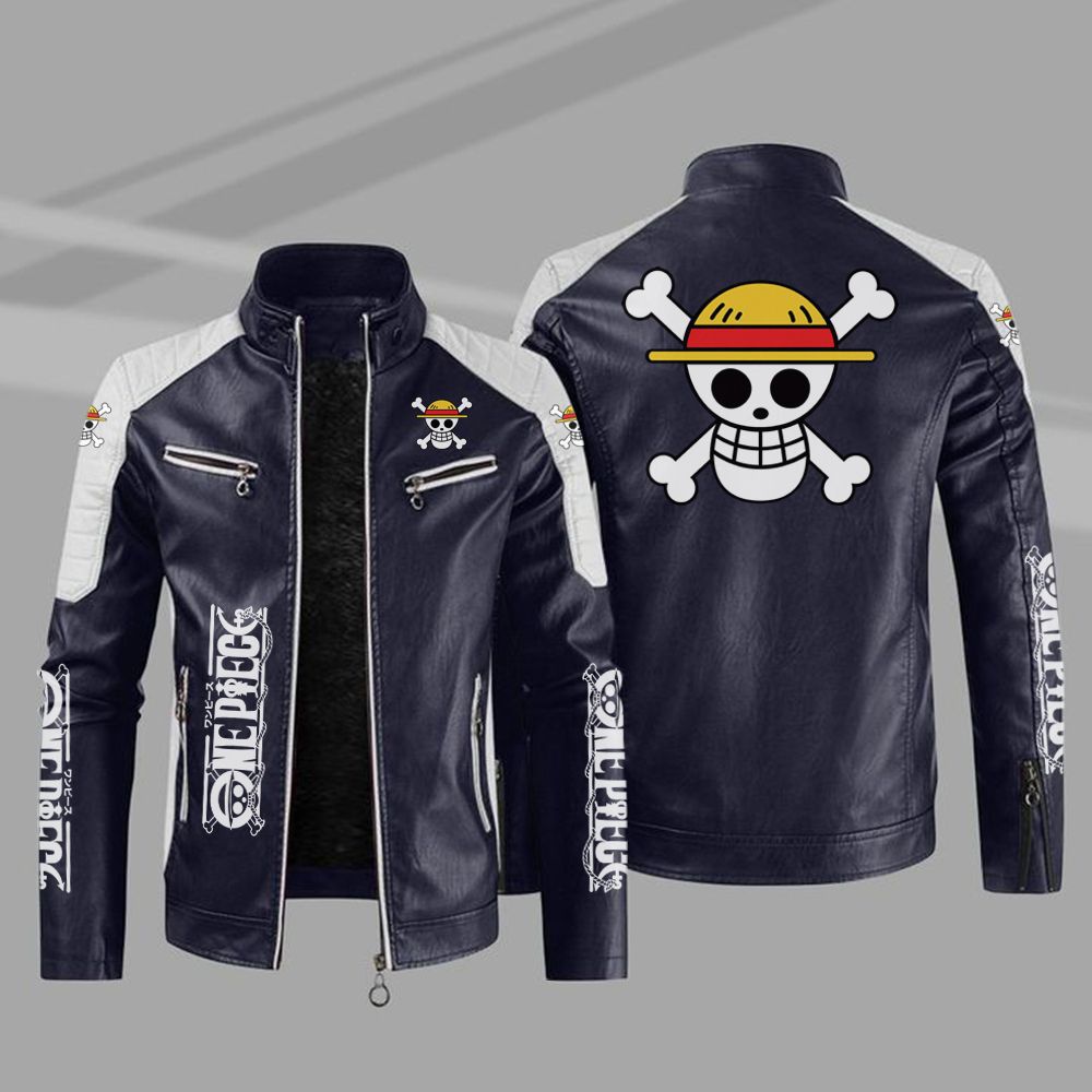 [European Size Thin Style] Road Aircraft Motorcycle Leather Jacket 2022 Cross-border European and American Plus Size Men's PU Leather Jacket