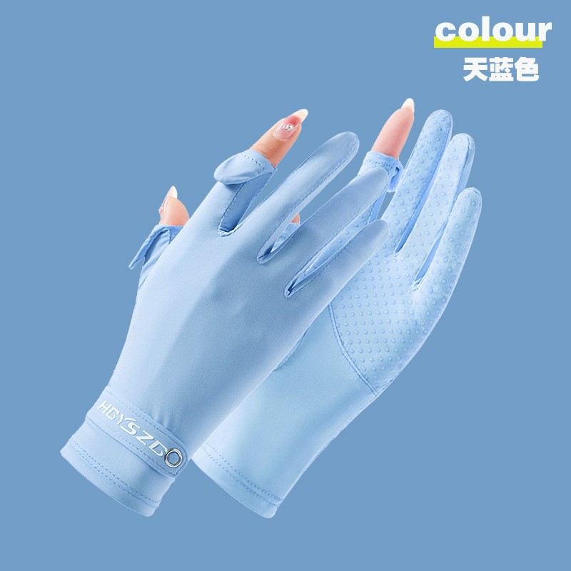 Guantes de protección solar de seda de hielo de verano para mujer antideslizantes de alta elasticidad pantalla táctil transpirable conducción al aire libre guantes de protección UV