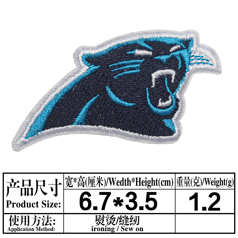 Planchado adhesivo NFL Liga Americana 32 Equipo LOGO Emblema del equipo Insignia de bordado de computadora Etiqueta engomada de tela bordada Parche de parche
