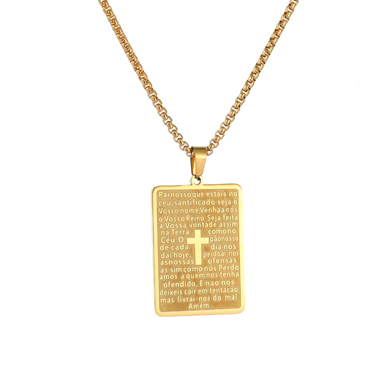 Men's Scripture Prayer Cross Cube Necklace Stainless Steel Jewellery_voghion.com