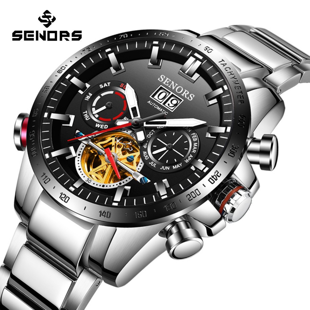 赛娜斯SENORS多功能男士机械表防水不锈钢全自动手表可定制