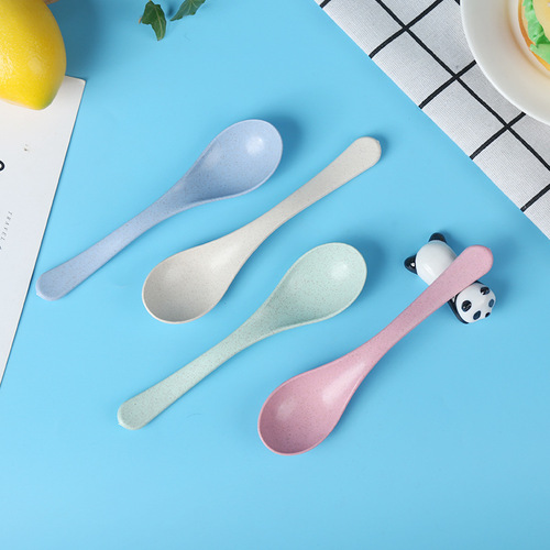 Internet celebrity Nordic spoon wheat straw spoon household plastic small spoon cross-border Amazon tableware spoon set