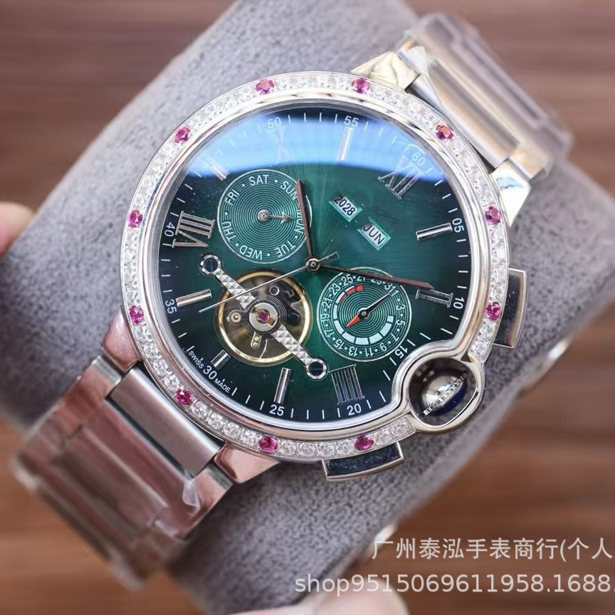 Factory Direct Sales Afv6 Blue Balloon Large and Small Fully Automatic Mechanical Watch Fisheye Waterproof Tank Santos Men's Watch