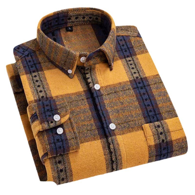 [Aumentar el grosor] camisa de manga larga de primavera y otoño de hombre de moda casual camisa caliente de malla gruesa