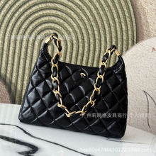 原厂皮小香风菱格女包24A 流浪hobo腋下包油蜡小羊皮单肩斜跨包包