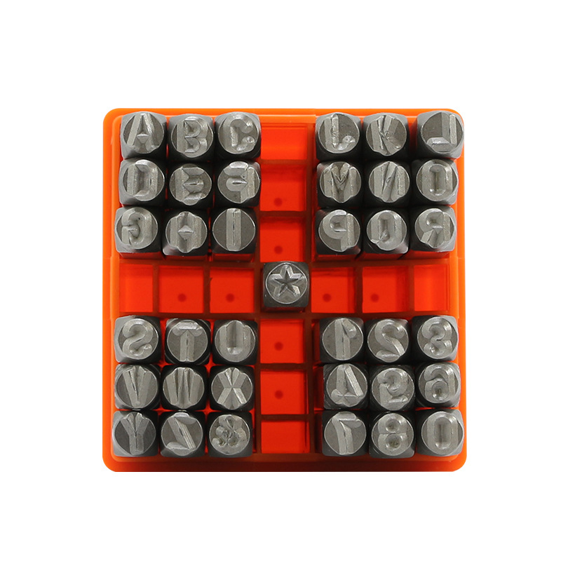 6mm 37 Unid mayúscula carta sello de acero cuero sello de acero carta de impresión Punch DIY cuero talla herramienta de joyería de plata