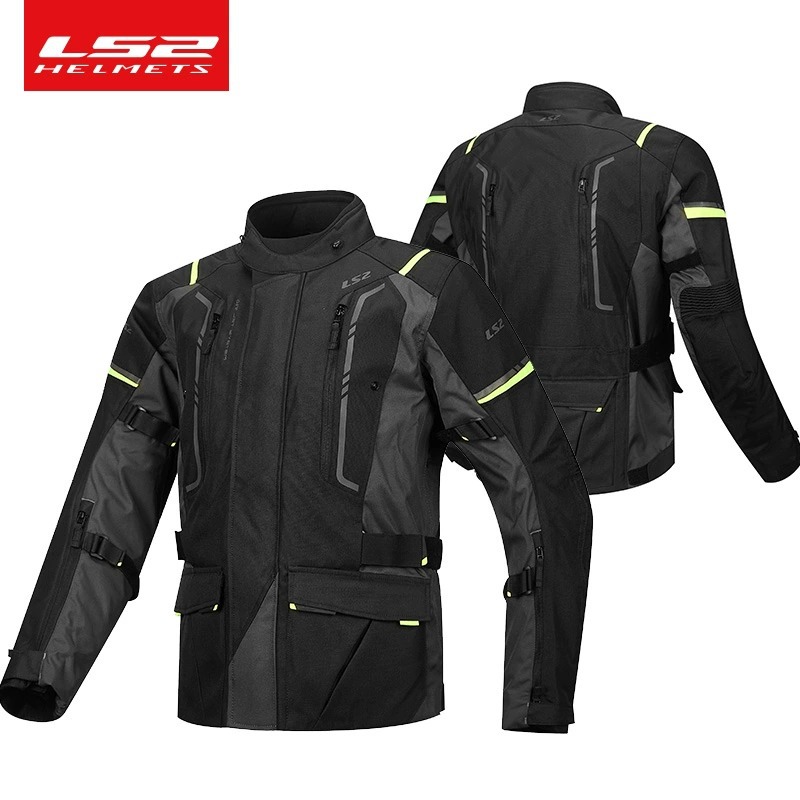 LS2 ropa de motocicleta de malla para hombres y mujeres, ropa de carreras de motocicleta de cuatro estaciones, ropa de tracción a prueba de caídas y transpiración MJ147