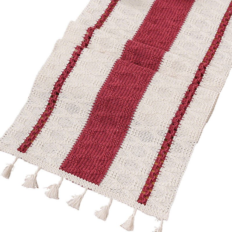 Bandera de mesa de cuerda de cáñamo transfronteriza americana francesa decoración de mesa de Navidad almohadilla de mesa mesa toallas de mesa almohadilla de mesa roja