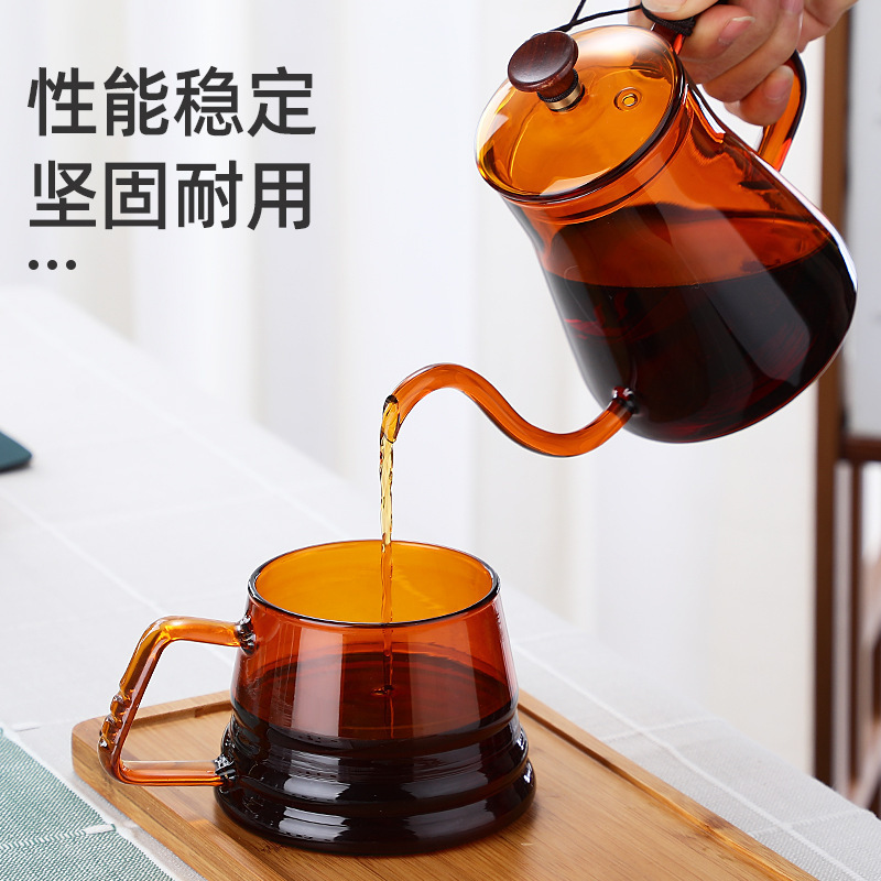 Fine mouth Amber coffee pot open fire direct burning borosilicate glass ear-hanging coffee pot home sharing pot