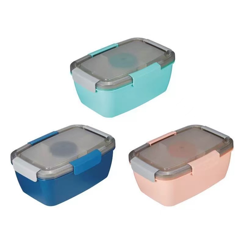 Caja de almuerzo de microondas caja de almuerzo compartimento de gran capacidad estudiante caja de almuerzo protección del medio ambiente hebilla de cuatro lados refrigerador PP crisper