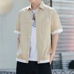 香港スタイルのレトロな花柄シャツ半袖タイハワイアンスタイルのデザインハンサムなルーズシャツ男性と女性用