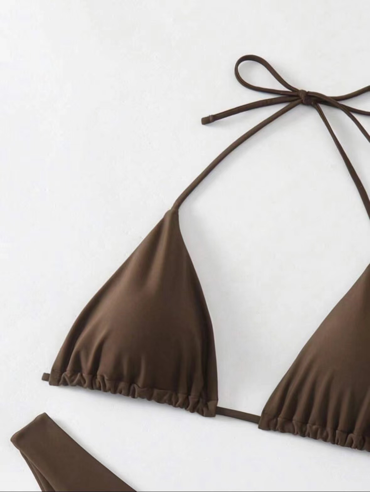 Women's Clothing Tie Up Bikini Swimsuit Solid Color Two Piece Sexy Women's Clothing Swimwear_ecoleips.com