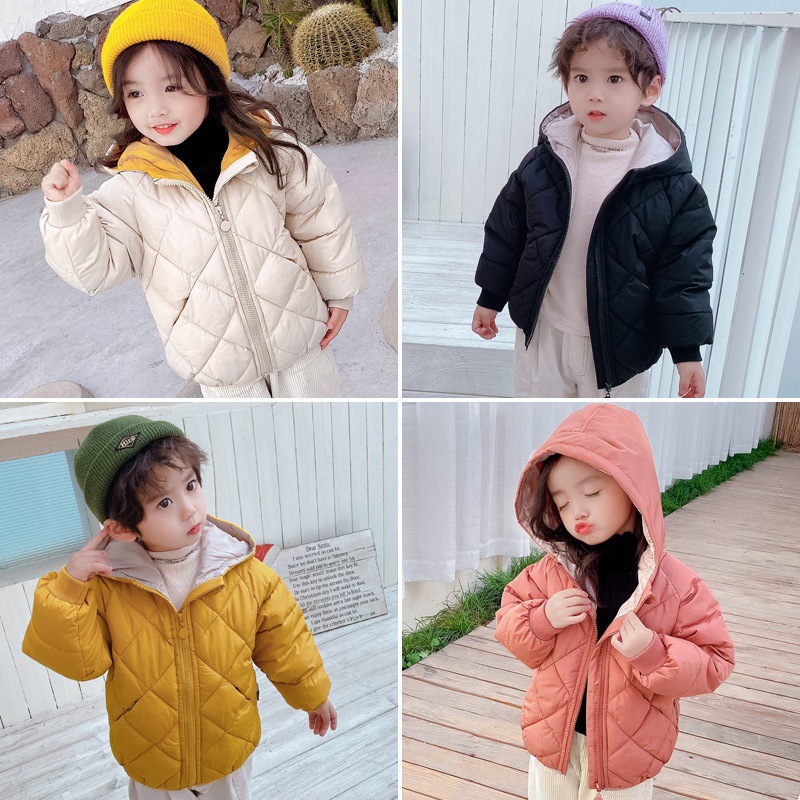 Otoño e invierno Abrigo acolchado de algodón para niños Abrigo con capucha engrosada para hombres y mujeres Abrigo acolchado de algodón para niños de estilo coreano