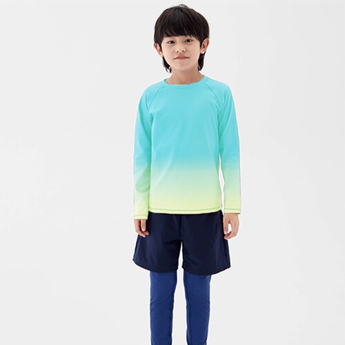 New yoga suits for girls, boys, and children, with small, medium, and large sizes, gradient color, long sleeves, outdoor running and fitness, quick-drying.