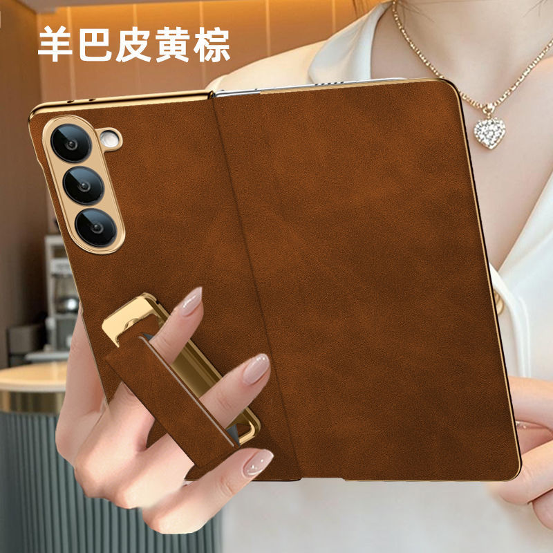 翻盖腕带支架羊巴皮适用zfold7壳Galaxy Z Fold7折叠屏全包保护套|undefined