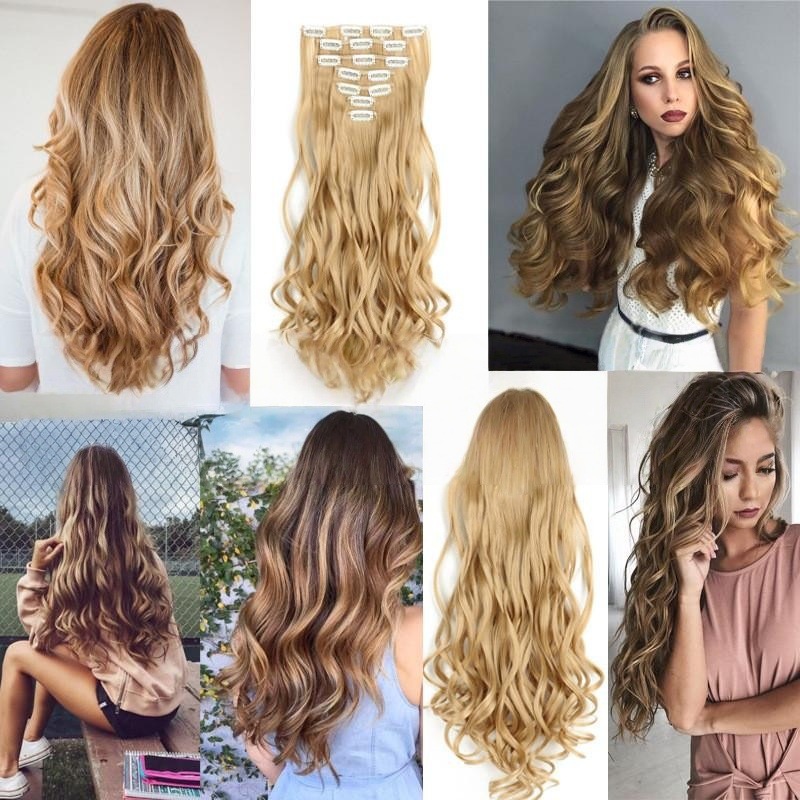 Extensión de Cabello Rizado con Clips BB Set de 7 de Fibra Térmica, Invisible, para Mujeres