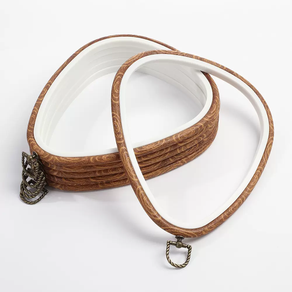 仿木纹绣绷 水滴绣圈 异形塑料内圈 十字绣刺绣工具手工ABS绣圈