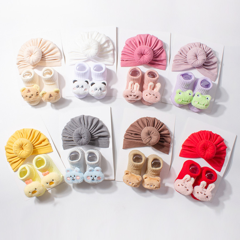 Autumn and Winter New Cute Baby Hat and Socks Set, Comfortable and Soft Baby Accessories, Exclusively Available for European and American Cross-Border Sales