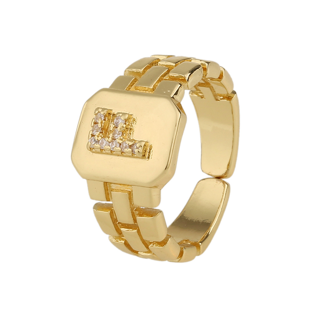 New Fashion Copper-plated 26 English Alphabet Open Ring display picture 3