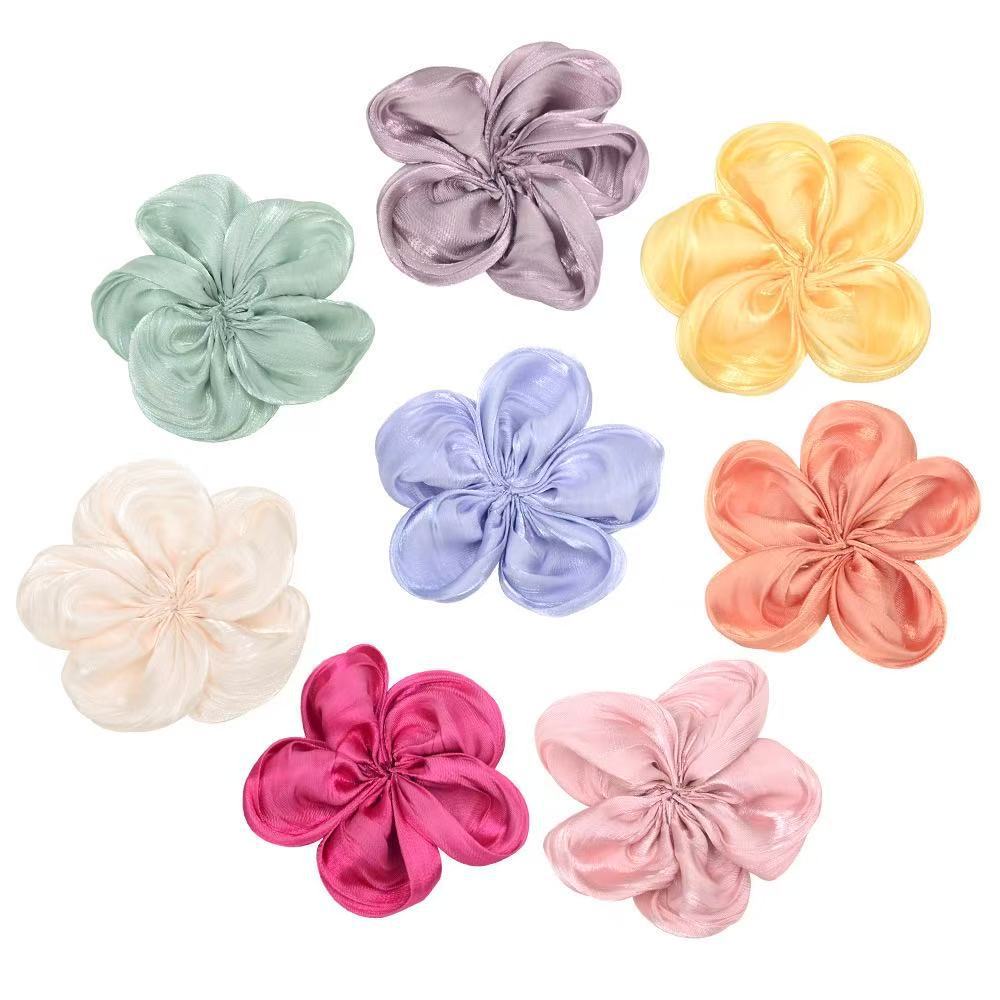 韩版手工亮丝布艺手缝五瓣花朵 diy发饰花朵饰品发夹配件服饰辅料