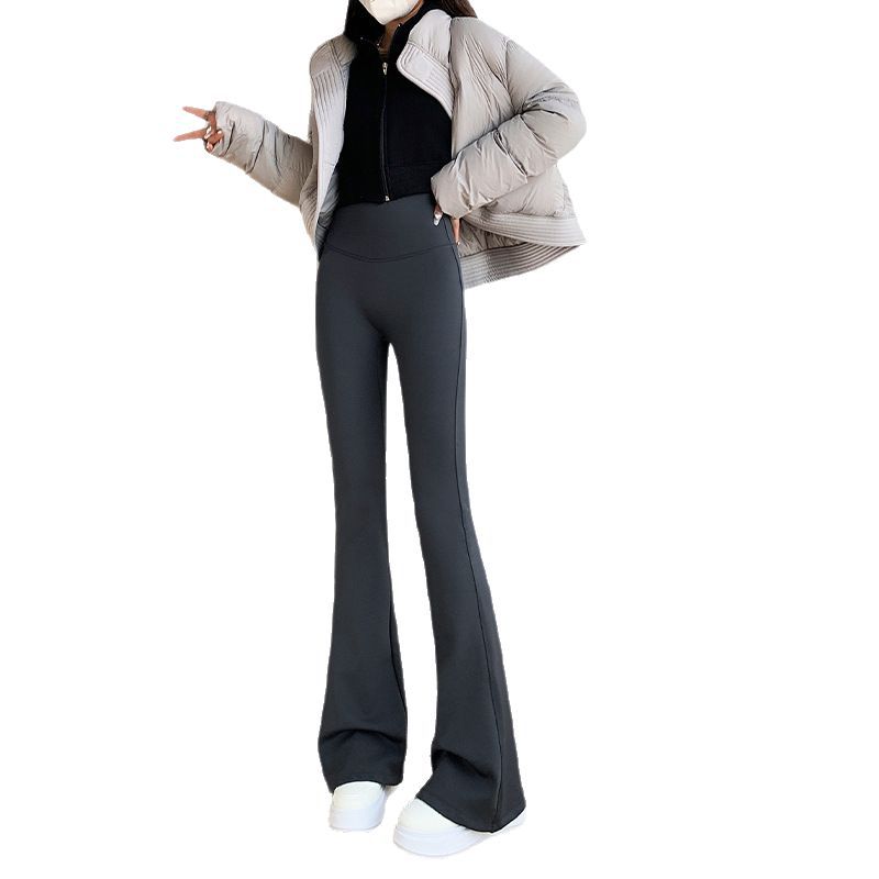Pantalones acampanados con forro polar para otoño e invierno, gruesos y moldeadores, ideales para actividades al aire libre, pantalones térmicos de yoga Shark para mujer, pantalones de compresión para vuelo.