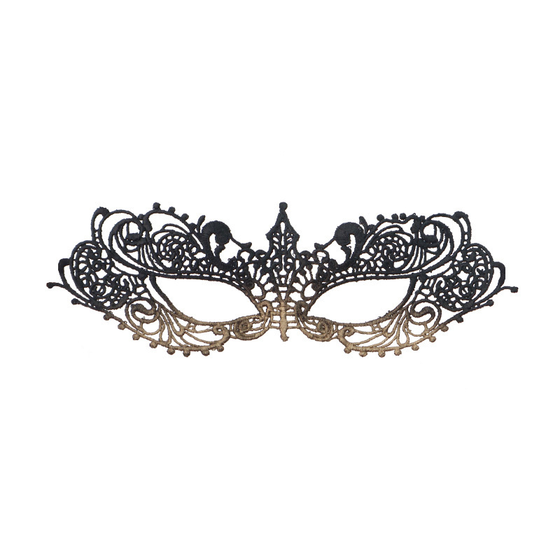 Máscaras de perforación de encaje de oro y plata transfronterizas, máscaras de fiesta de baile de maquillaje de damas con cara gruesa