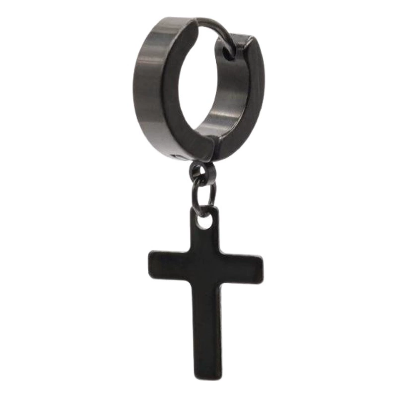 Трансграничный хип-хоп кулон серьги из титановой стали многоцветные полированные ушные пряжки тренд крест кулон круглые серьги оптовая продажа