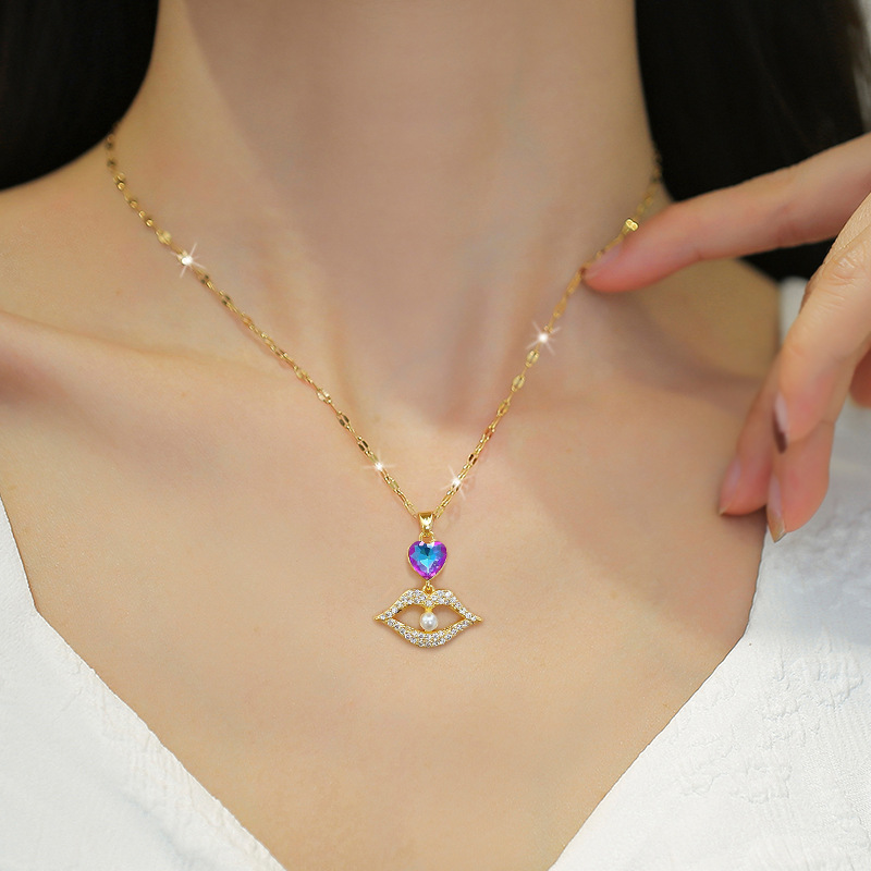 Collana girocollo con perle in acciaio titanio per donna_voghion.com
