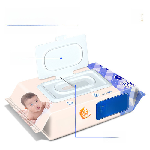 Newborn Baby 80 Sheets Baby Wet Wipes Pregnant Mothers and Babies Hand and Mouth Dedicated Cleaning Wet Paper Towel Bag Pack with Lid 