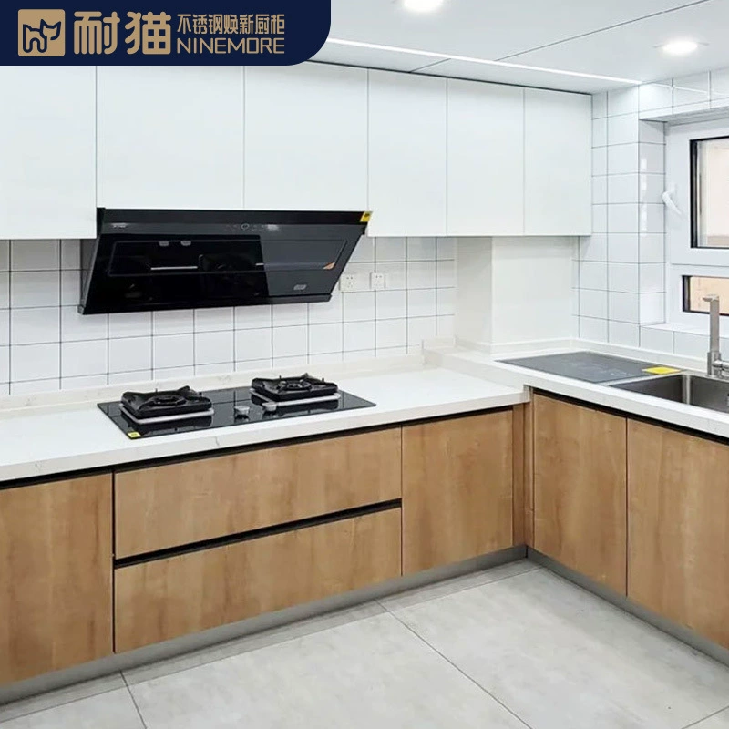 304 Шкаф из нержавеющей стали Индивидуальные современный стиль журнала из нержавеющей стали неотъемлемой кухонный шкаф высокого класса все-стали украшения дома