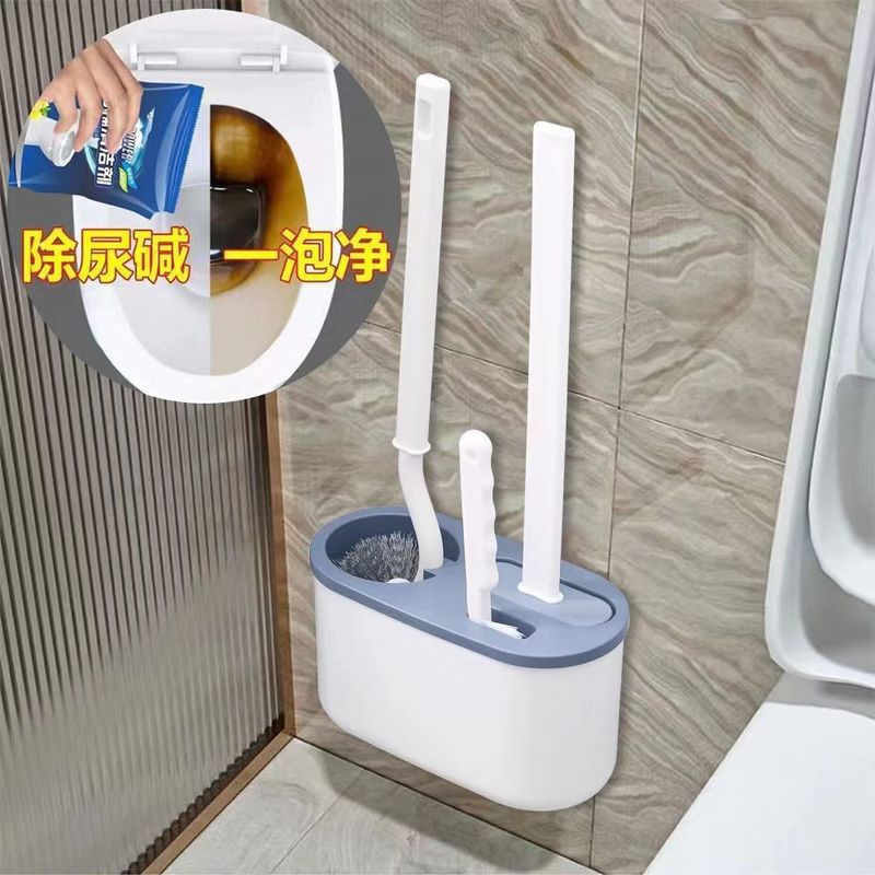 トイレブラシセット 360度死角なし 壁掛け式 シリコン製硬毛 家庭用トイレ掃除 水切り 壁掛け|undefined