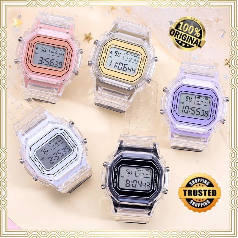 Manufacturer Wholesale Internet Celebrity Hot Selling Sports Transparent Small Square Ins Digital Watch Female Student Waterproof Led Watch
