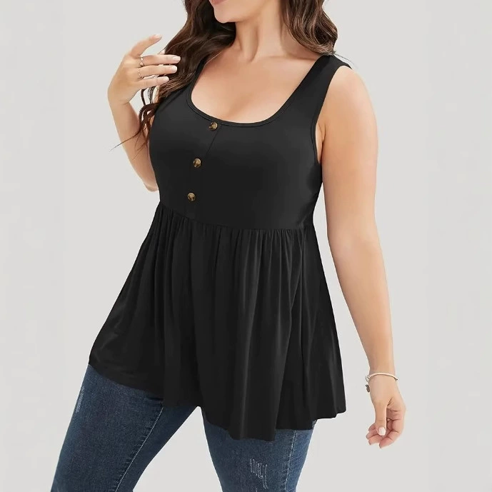 Summer solid long T-shirt sleevless for leisure, vest, Amazon, mid-length