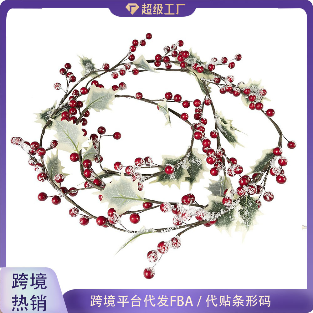 Enredadera artificial de bayas navideñas, popular en Instagram y Amazon, con bayas rojas escarchadas, bayas artificiales.
