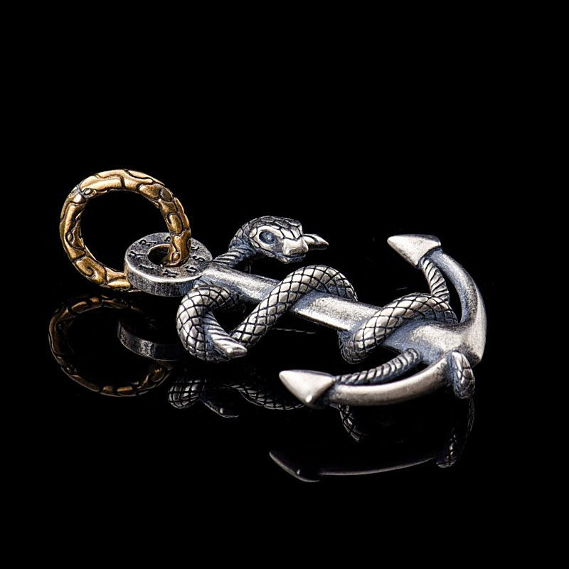 New Hot Selling Fashion Personality Men's Snake Boat Anchor Pendant Necklace_voghion.com