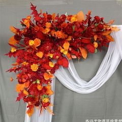 Wedding corner flower row background triangle flower row wedding wedding layout props decorative silk flower wall