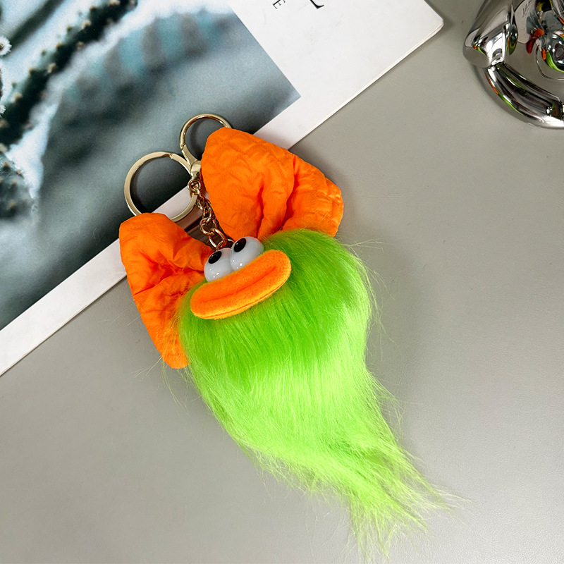 Creativa boca de salchicha divertido muñeca de lana frita llavero lindo peinado de felpa muñeca de bricolaje mochila escolar colgante joyería