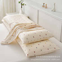 全棉双层纱长枕套纯棉双层纱布家用枕套双人枕巾枕头枕芯套全棉