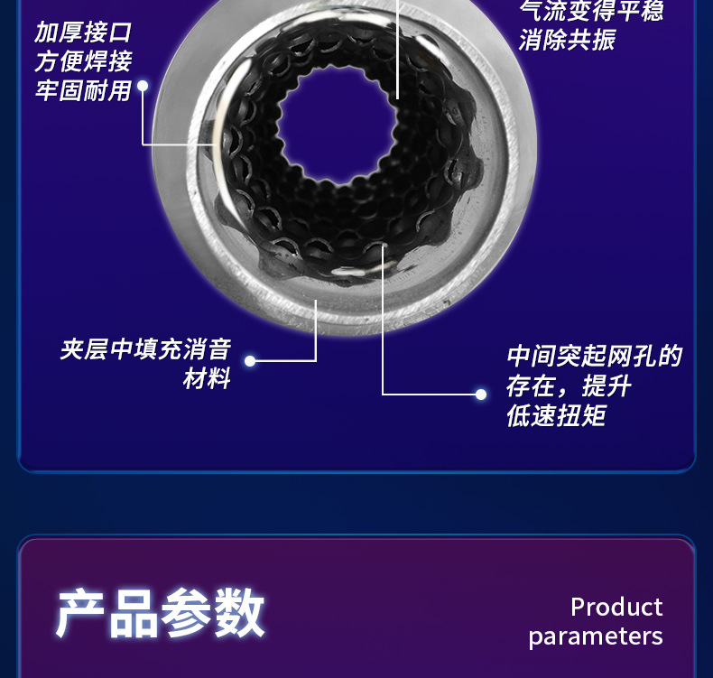 Stainless steel exhaust pipe car modified vortex tornado to increase torque back pressure muffler tail throat resonator