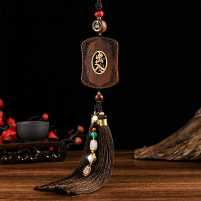 Car hanging, Pendant Creative Boutique Car Decoration - double-sided-wood-hollowed-outtasser-style