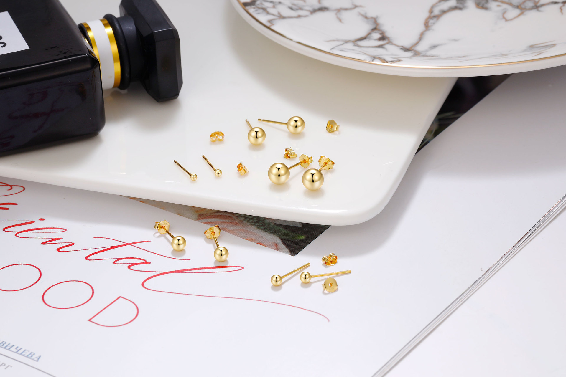 1 Pair 925 Sterling Silver Oval Ear Studs display picture 5