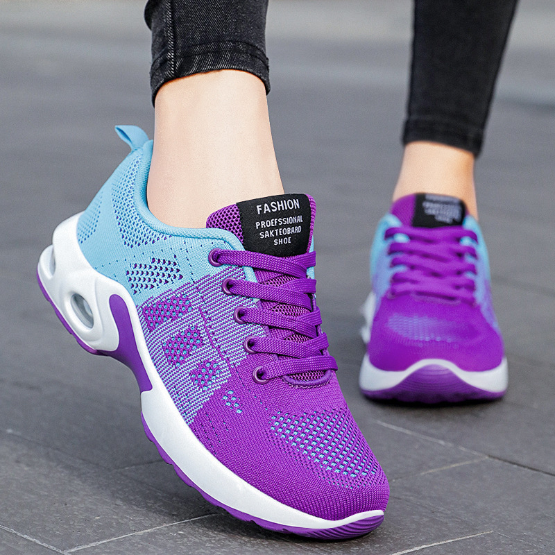 Women's New Sports Shoes, Cross-Border Shoes, Women's Spring Fly-Woven Mesh Shoes, Large Size Running Shoes, Comfortable Air-Cushion Shoes